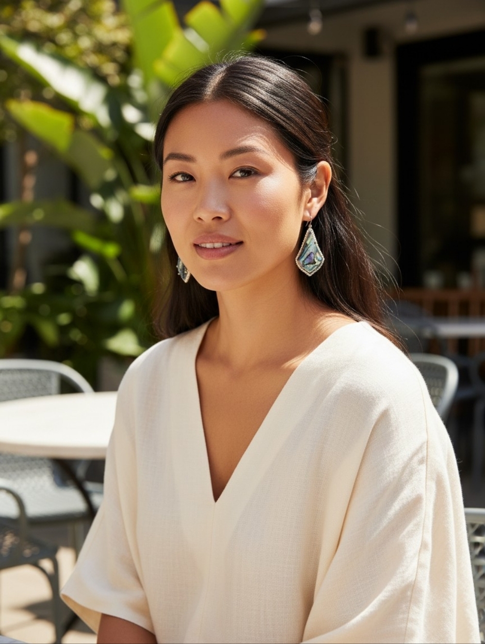 Kendra Scott Abalone Shell Statement Drop Earrings Iridescent Gold Tone NWOT